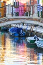 Colorful small, brightly painted houses on the island of Burano,Venice, Italy Royalty Free Stock Photo