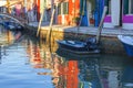 Colorful small, brightly painted houses on the island of Burano, Venice, Italy Royalty Free Stock Photo