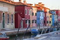 Colorful small, brightly painted houses on the island of Burano, Venice, Italy Royalty Free Stock Photo