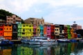 Colorful small fishing village on the river bank, Taiwanese version of Venice color island