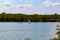 Colorful small sail boat on a lake