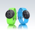 Colorful smart watch on gray background
