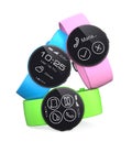 Colorful smart watch on white background
