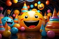 a colorful smiley face surrounded by colorful balloons Royalty Free Stock Photo