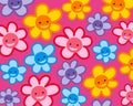 Colorful smiling flowers pattern