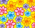 Colorful smiling flowers pattern