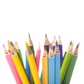Colorful smiling pencils Royalty Free Stock Photo