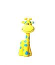 Colorful smiling toy giraffe with blue spots