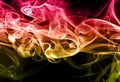 Colorful smoke abstract on black background. darkness concept. fire design