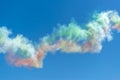 Colorful smoke bombs in the sky