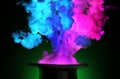 Colorful smoke coming out from a magician hat