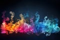 Colorful smoke on dark background. Abstract background. 3D rendering, large amount of smoke is taken with many options available