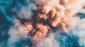 Colorful smoke explosion outdoors, aerial view, design background Royalty Free Stock Photo