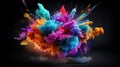 Colorful Smoke Explosion: Vibrant Collage on Black Background