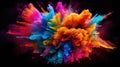 Colorful Smoke Explosion: Vibrant Collage on Black Background