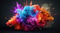 Colorful Smoke Explosion: Vibrant Collage on Black Background