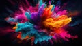 Colorful Smoke Explosion: Vibrant Collage on Black Background