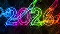 Colorful Smoke Numbers 2026 on Dark Background Royalty Free Stock Photo