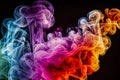 colorful smoke vapor on black background