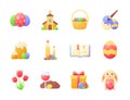 Colorful Smooth Easter Icons. Vector Illustration