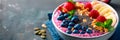 colorful smoothie bowl, topped with fresh fruit, nuts, and seeds, showcasing the vibrant colors and textures of the Royalty Free Stock Photo