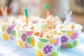 Colorful snack cups for kid friendly Easter celebration