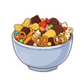 Colorful Snack Mix in a Blue Bowl Royalty Free Stock Photo