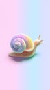 Colorful Snail on Pastel Background - A Whimsical Image Royalty Free Stock Photo