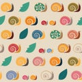 Colorful snails seamless pattern. Royalty Free Stock Photo