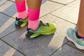 Colorful sneakers ready to run. Active urban lifestyle. Fitness