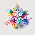 Colorful snow flake detail closeup rainbow snowflake