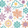 Colorful snowflake and cloud winter pattern Royalty Free Stock Photo