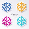 Colorful snowflake labels