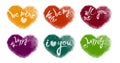 Colorful Snowy Animated Hearts Set With Valentines Lettering