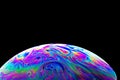 Colorful soap Bubble Ball with black background Royalty Free Stock Photo