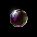 Colorful soap bubble on a dark background.