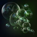 Colorful soap bubble on green vector background. Royalty Free Stock Photo