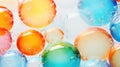 Colorful soap bubbles abound on a white background, creating a playful visual spectacle. Ai Generated Royalty Free Stock Photo