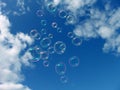 Colorful Soap Bubbles Blue Sky