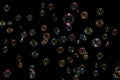 colorful Soap bubbles isolated on a black background Royalty Free Stock Photo