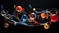 colorful soap bubbles with water splash on black background Royalty Free Stock Photo