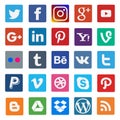 Colorful social media flat icon on popular