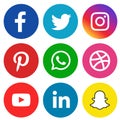 Colorful Social media icons set of facebook twitter instagram pinterest whatsapp