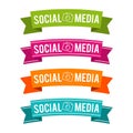 Colorful Social media ribbons. Eps10 Vector. Royalty Free Stock Photo