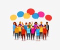 Colorful social network people with speech bubbles.Business social networking and communication concept. Royalty Free Stock Photo