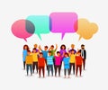 Colorful social network people with speech bubbles.Business social networking and communication concept. Royalty Free Stock Photo