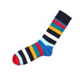 Colorful sock on white background Royalty Free Stock Photo