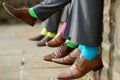 Colorful socks of groomsmen