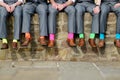Colorful socks of groomsmen Royalty Free Stock Photo