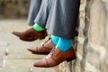 Colorful socks of groomsmen Royalty Free Stock Photo